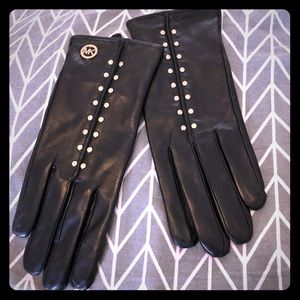 Michael Kors leather gloves with gold accents